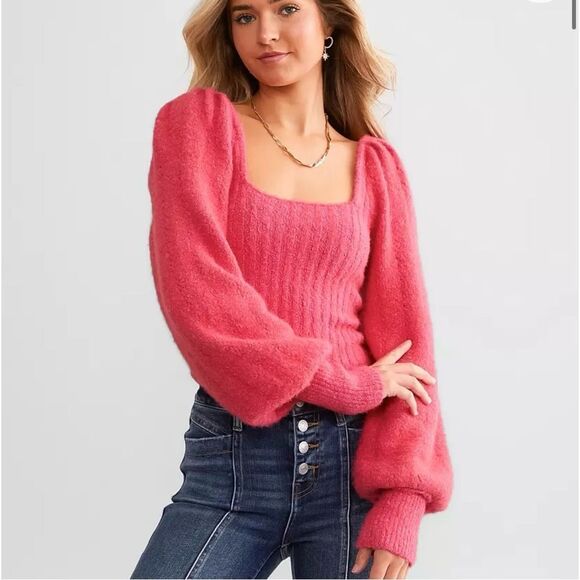 Free People Fuchsia Crew Neck Sweater - Picture 1 of 4